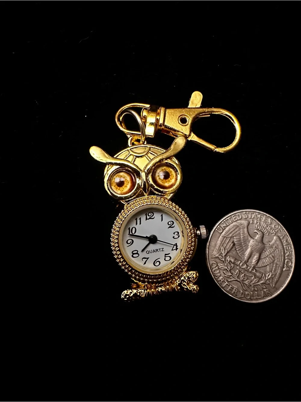vintage-style quartz pocket watch designed to resemble an owl AS IS UNTESTED